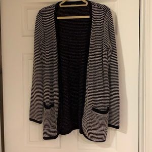 Navy blue and white cardigan